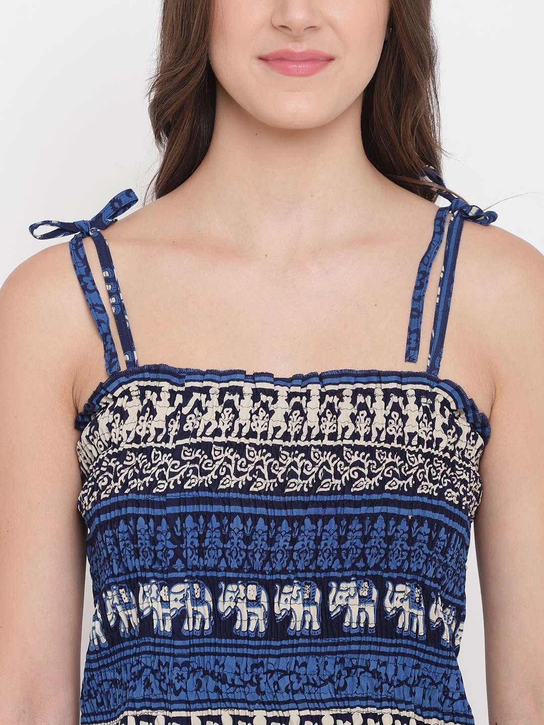 Women's Rayon Printed Casual Summer Style Tie Shoulder Straps Free Size Tank Top ( Multi3) - Image 4
