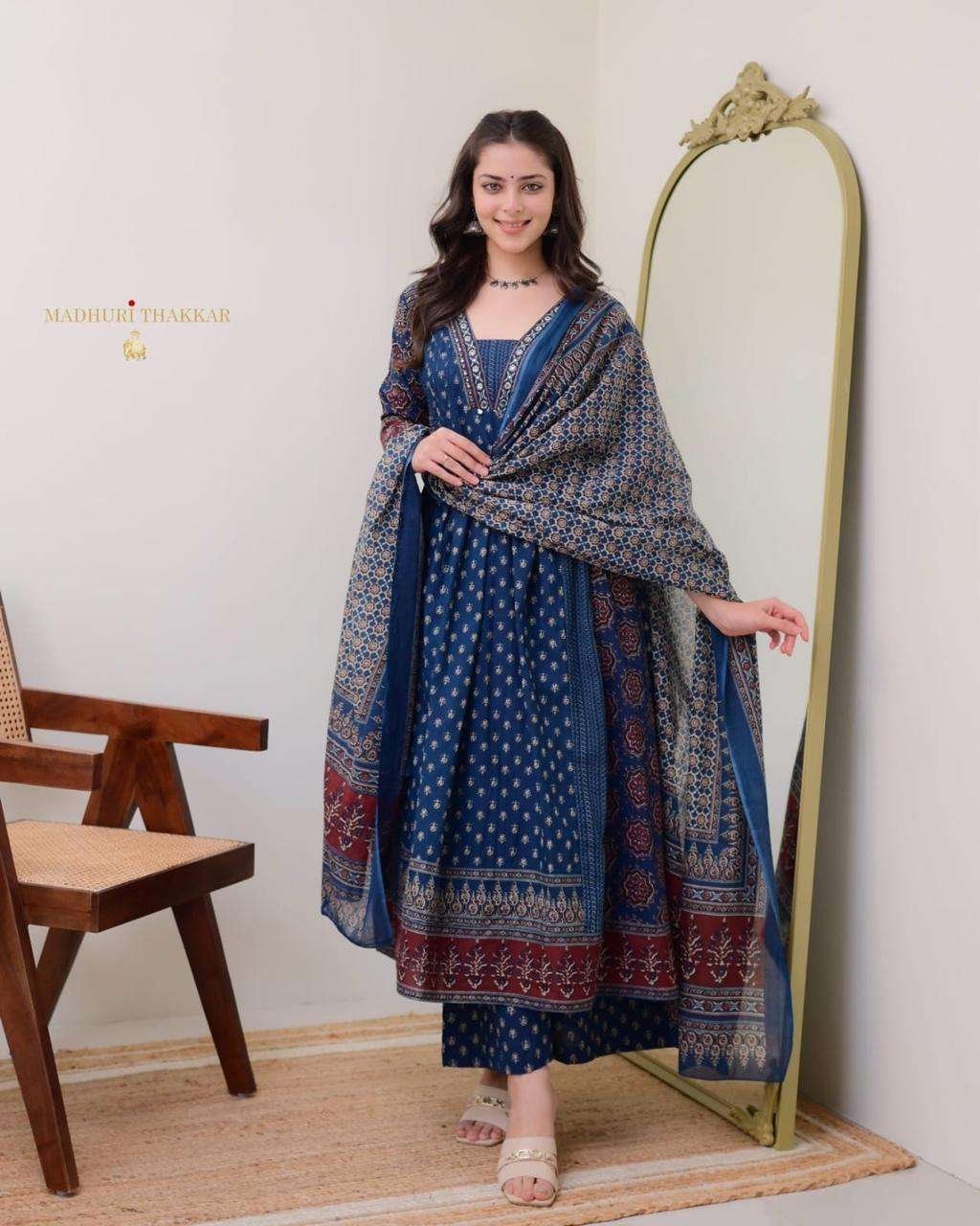 Women's Cotton Printed A Line Premium Kurti with Pant and Dupatta set - Image 4