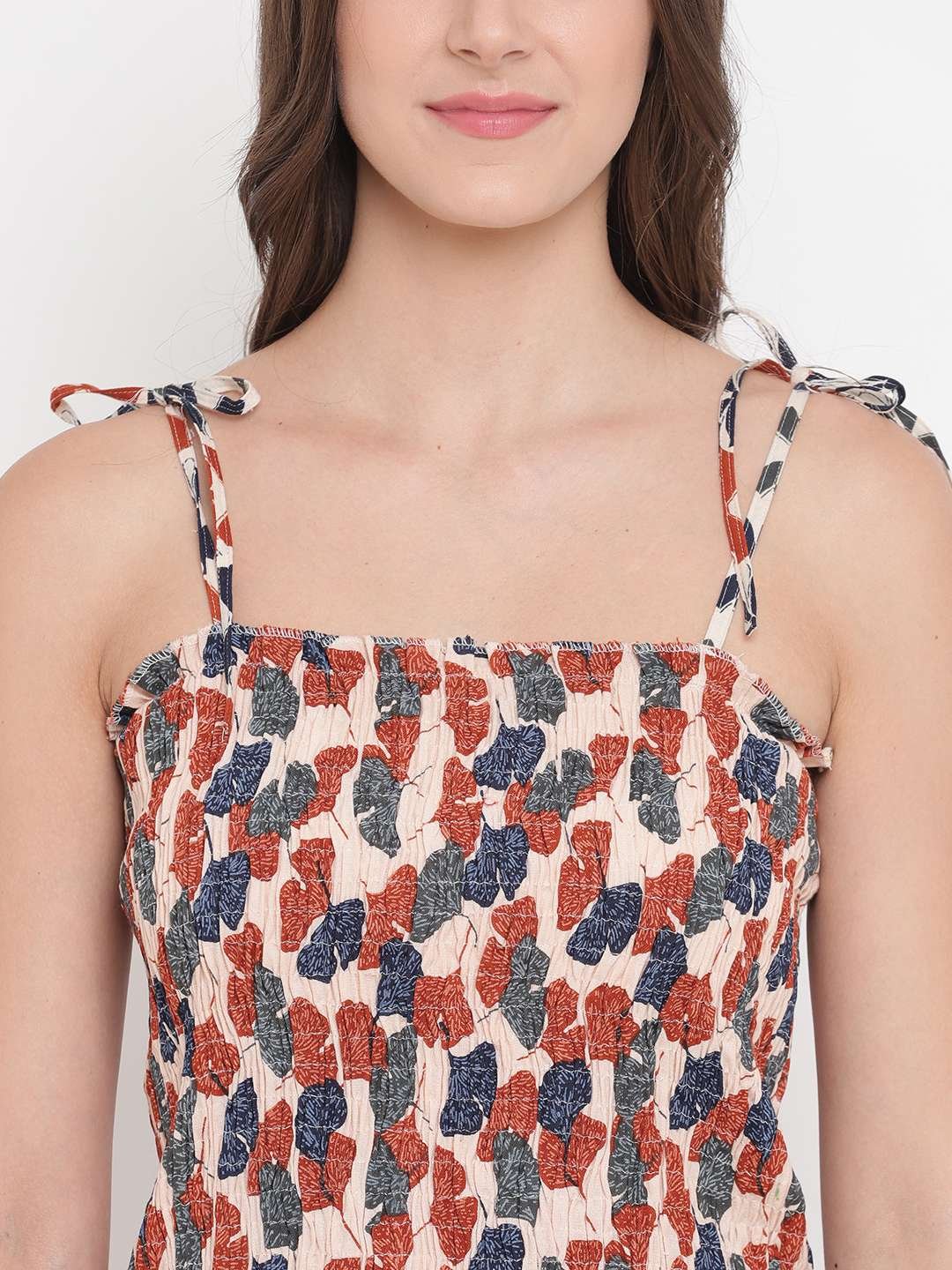 Women's Rayon Printed Casual Summer Style Tie Shoulder Straps Free Size Tank Top ( Multi11) - Image 4