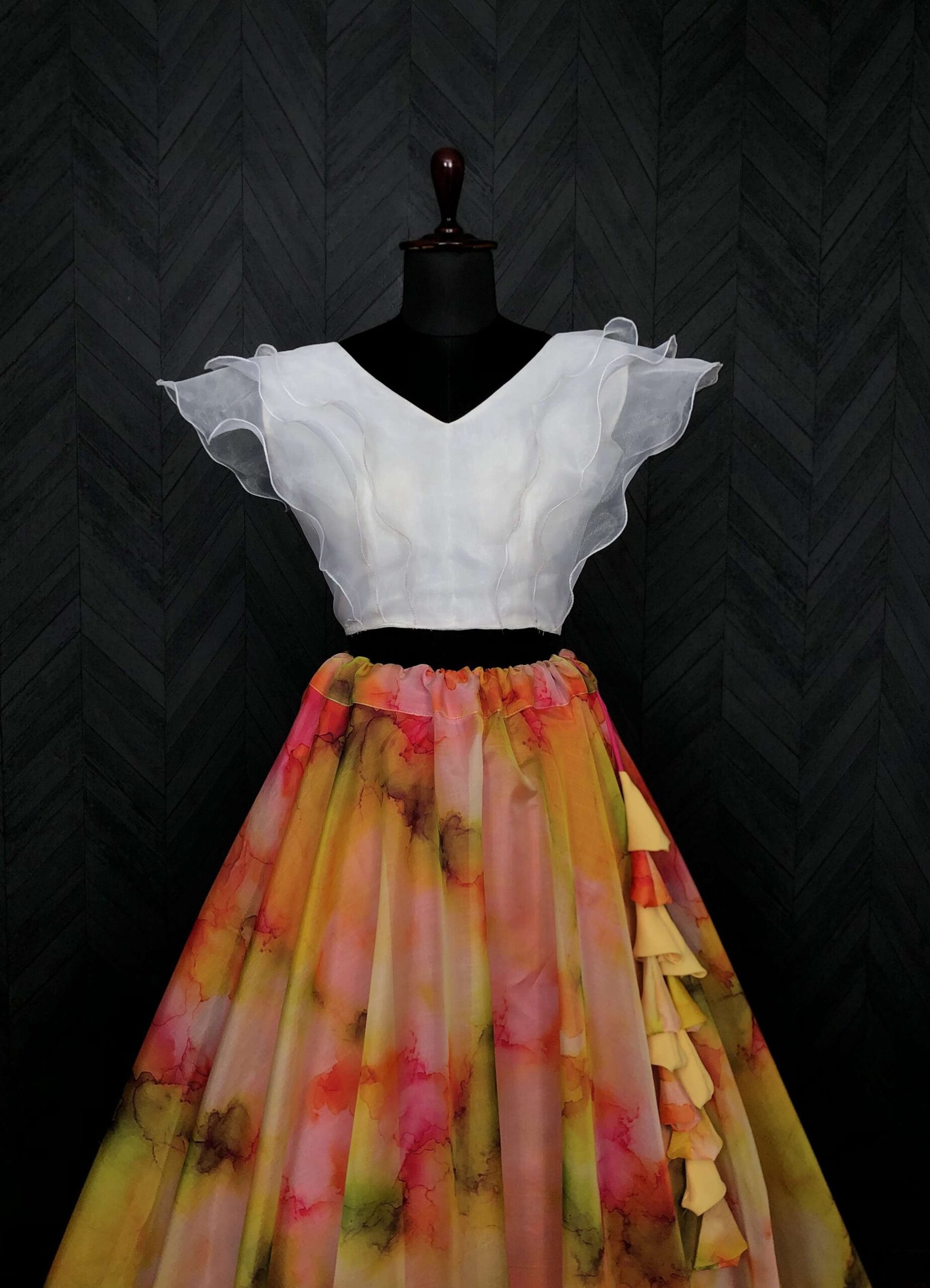 Premium Designer Digital Printed Soft Organza Lehenga Choli Set - Image 3