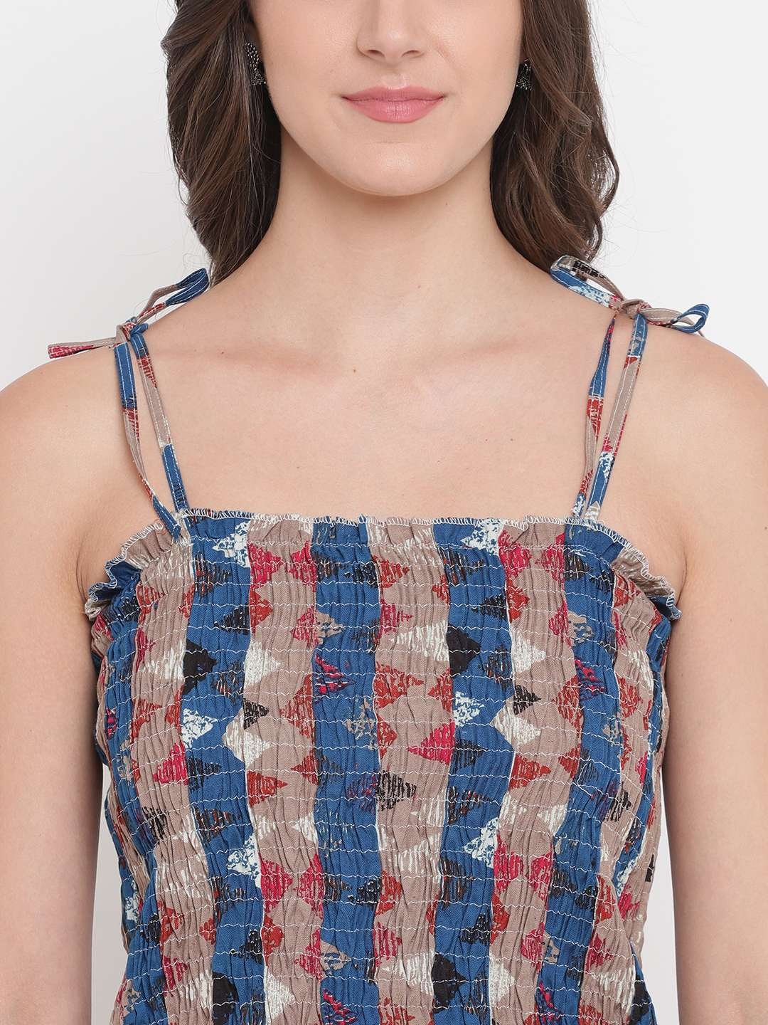 Women's Rayon Printed Casual Summer Style Tie Shoulder Straps Free Size Tank Top ( Multi15) - Image 4