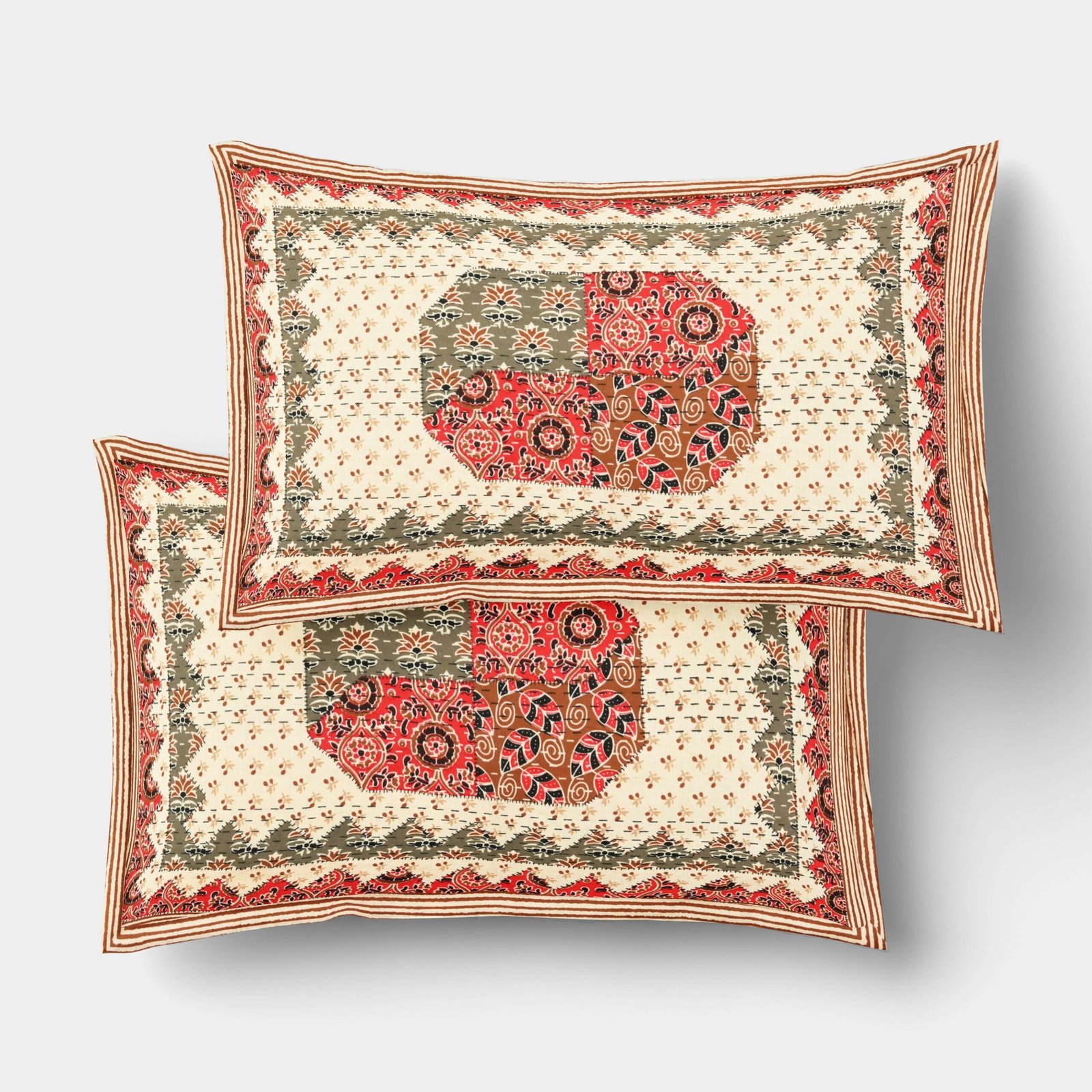 Rajasthani Traditionally Printed Cotton Doublebed Bedsheet With Pack of 2 Pillow Covers - Image 4