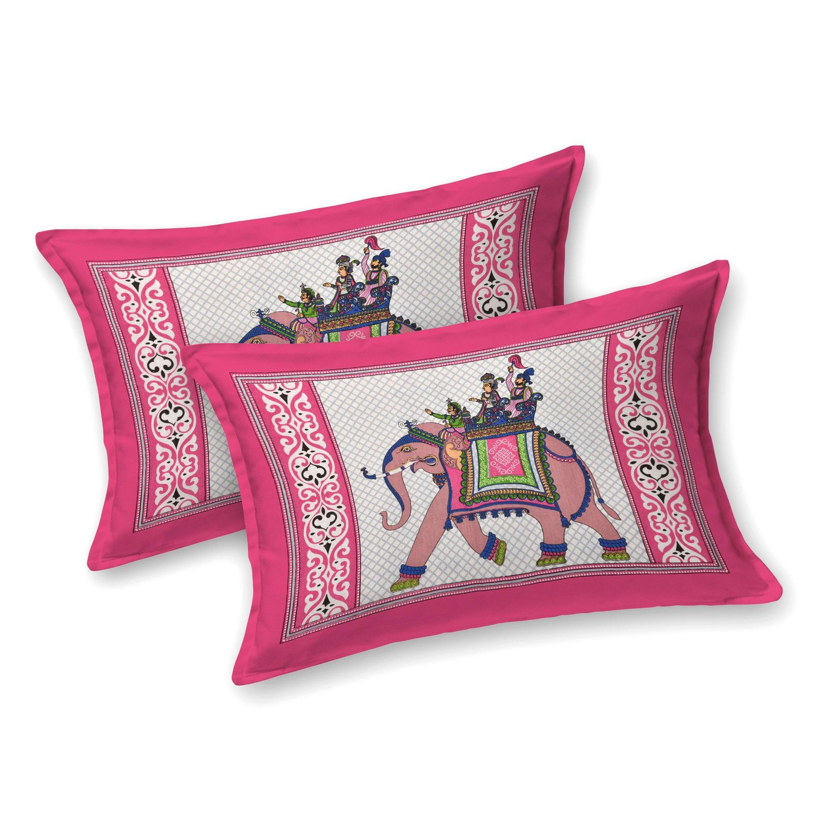 Rajasthani Traditionally Printed Cotton Doublebed Bedsheet With Pack of 2 Pillow Covers - Image 2
