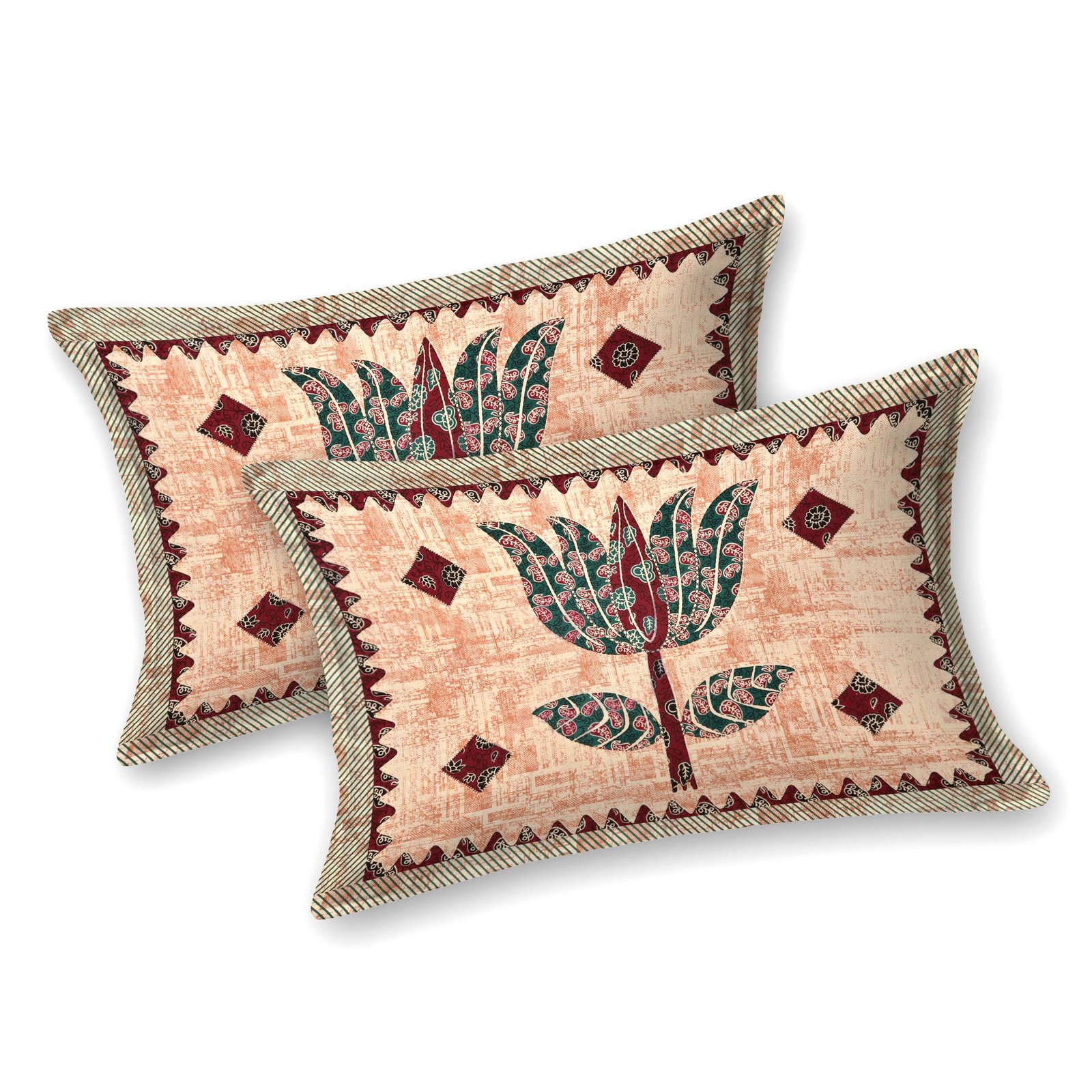 Rajasthani Traditionally Printed Cotton Doublebed Bedsheet With Pack of 2 Pillow Covers - Image 2