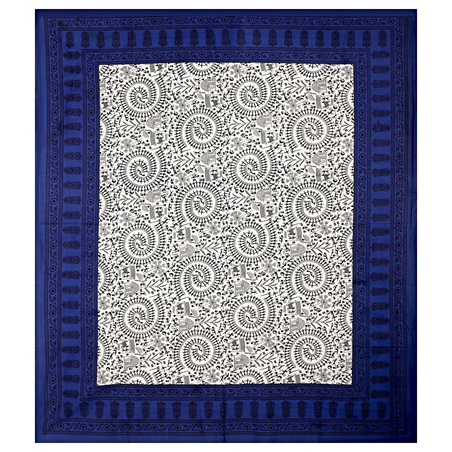Rajasthani Traditionally Printed Cotton Doublebed Bedsheet With Pack of 2 Pillow Covers - Image 2
