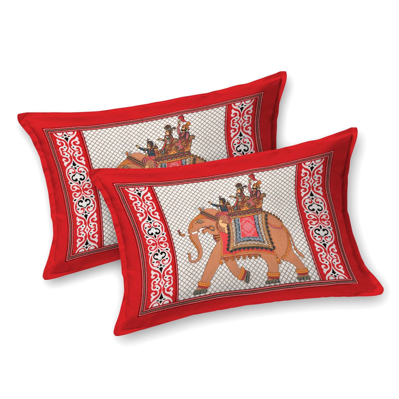 Rajasthani Traditionally Printed Cotton Doublebed Bedsheet With Pack of 2 Pillow Covers - Image 2