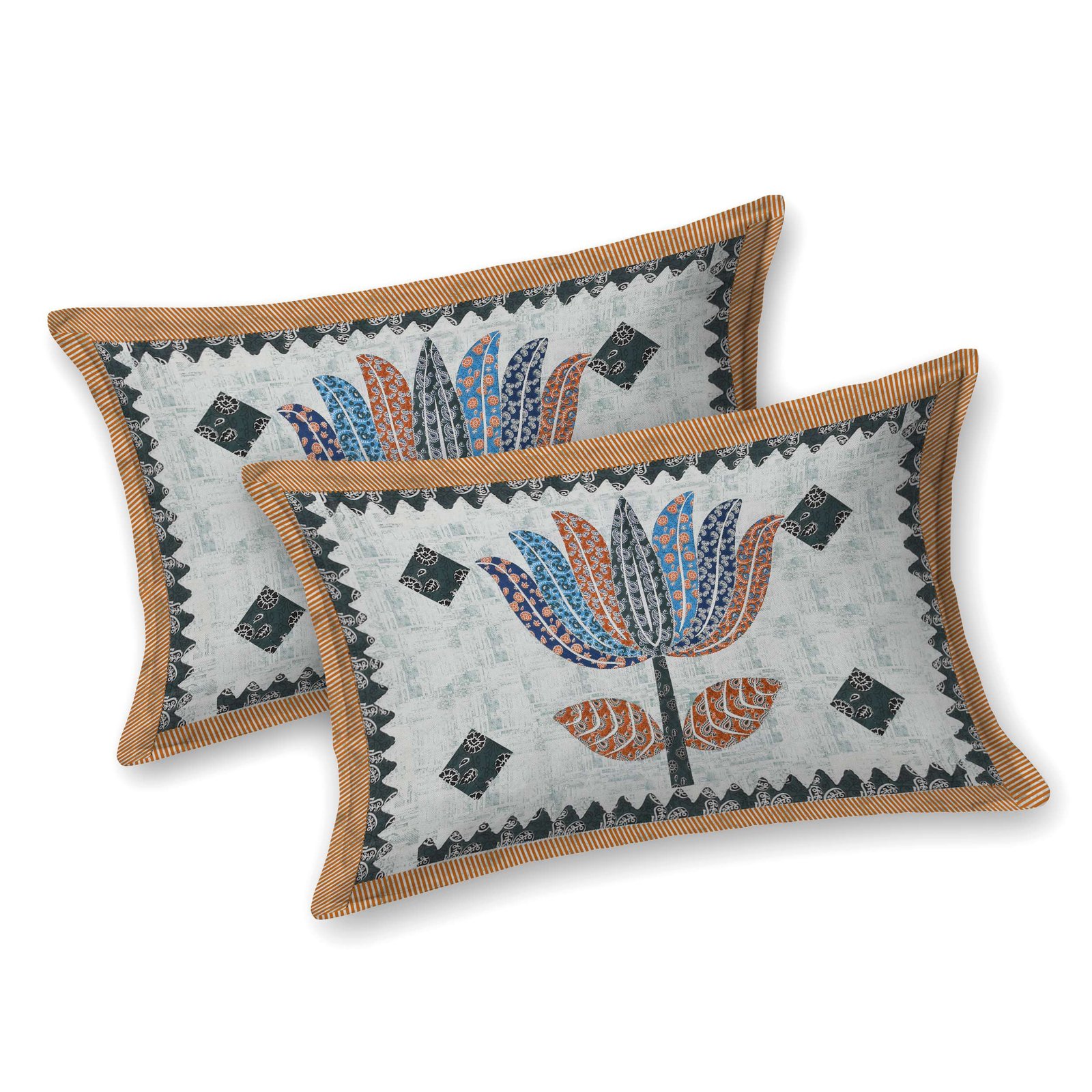 Rajasthani Traditionally Printed Cotton Doublebed Bedsheet With Pack of 2 Pillow Covers - Image 2