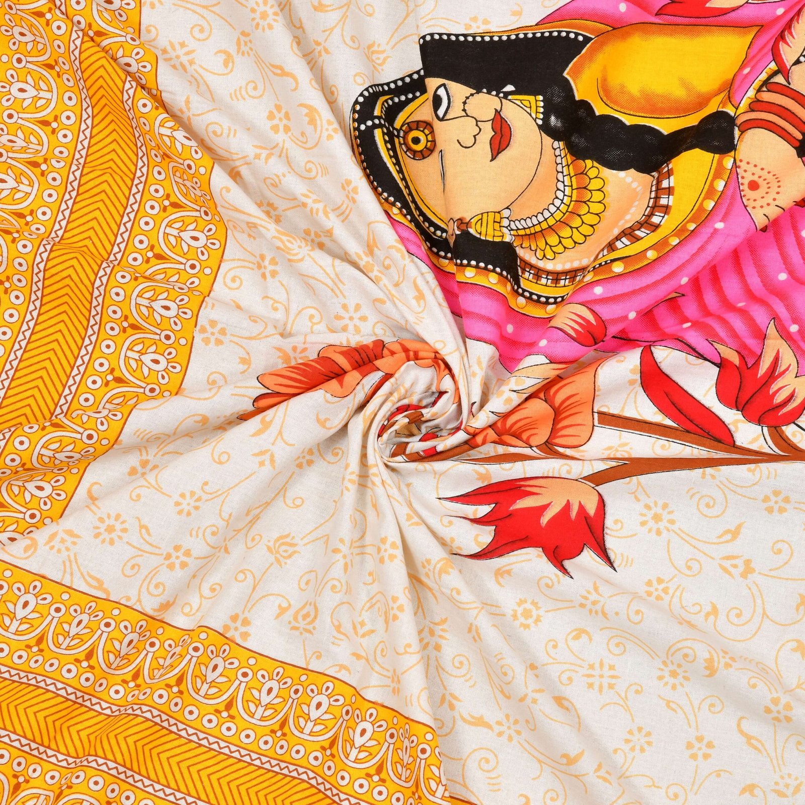Rajasthani Traditionally Printed Cotton Doublebed Bedsheet With Pack of 2 Pillow Covers - Image 4